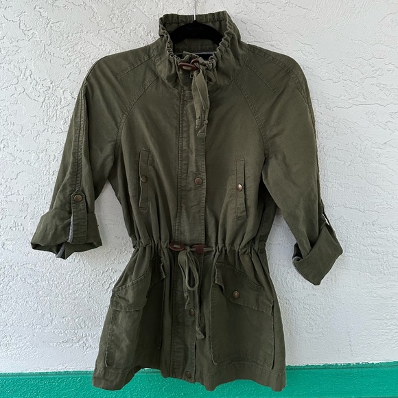 Loft Jacket Linen Cotton Utility Military Green SP - Picture 3 of 11